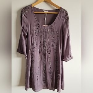 BOHO Dress with Hand Embellished Beadwork in Purple by Monsoon London -size 4